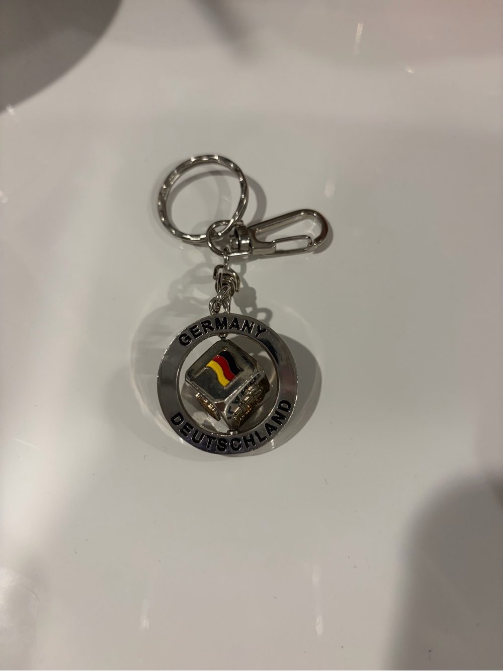 Germany Deutschland Silver Keychain with Flag Accent